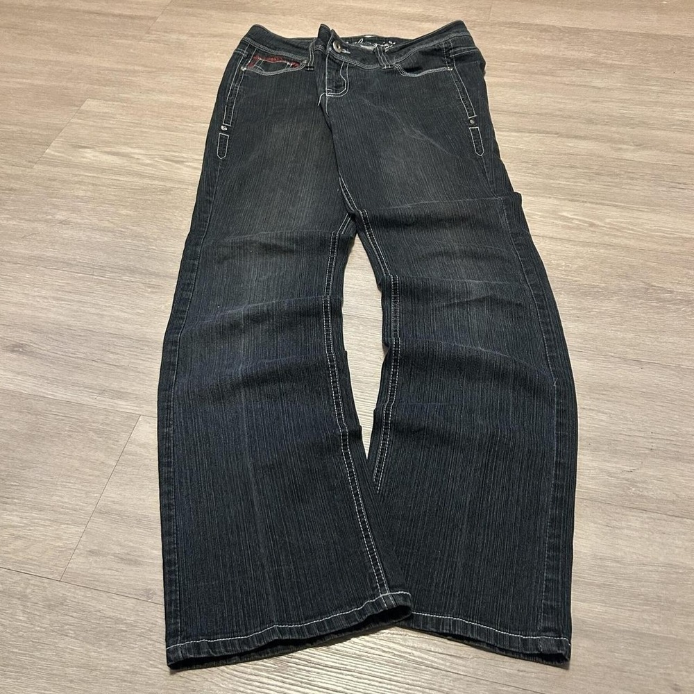 32x30 Dark Blue Embroidered Bootcut Jeans Y2K 2000s